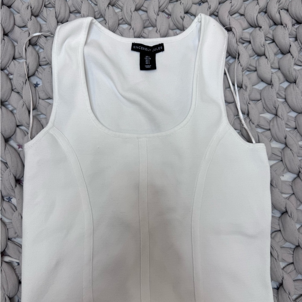 Sincerely Jules White Tank Top - Scoop Neck Women's Top